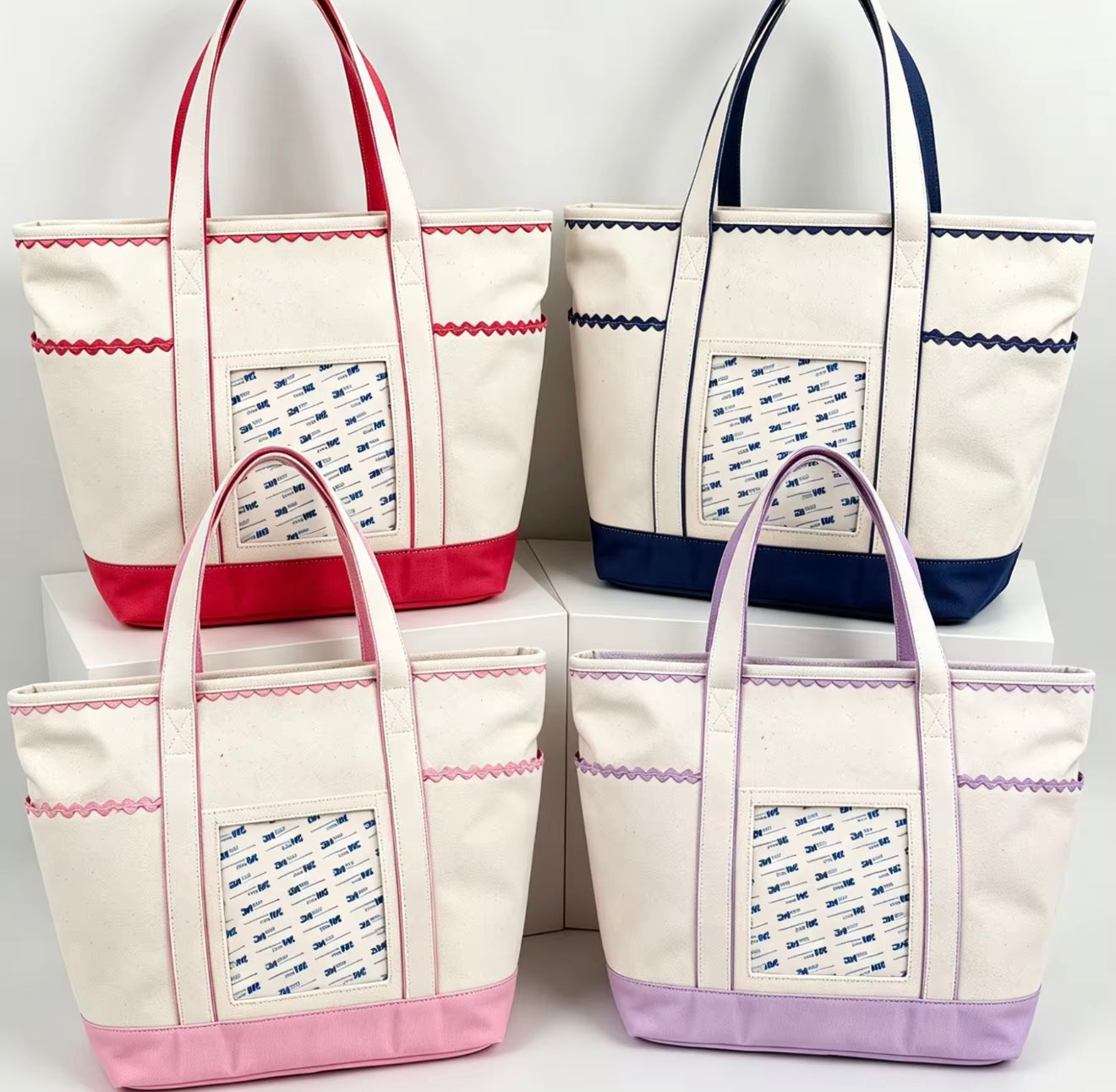 Navy Scalloped self finishing tote - PREORDER