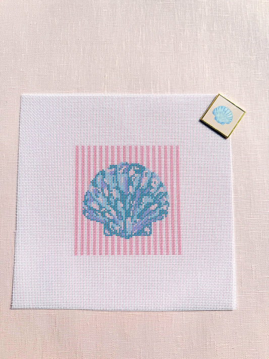 Stripped Seashell Canvas + Needle Minder