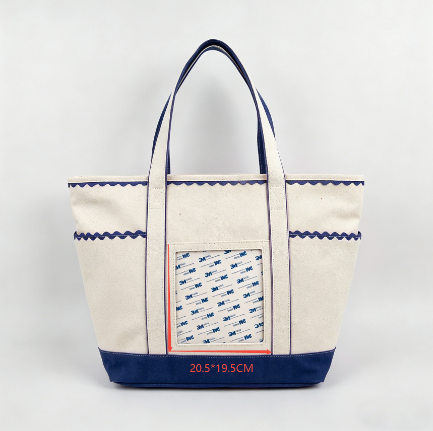 Navy Scalloped self finishing tote - PREORDER